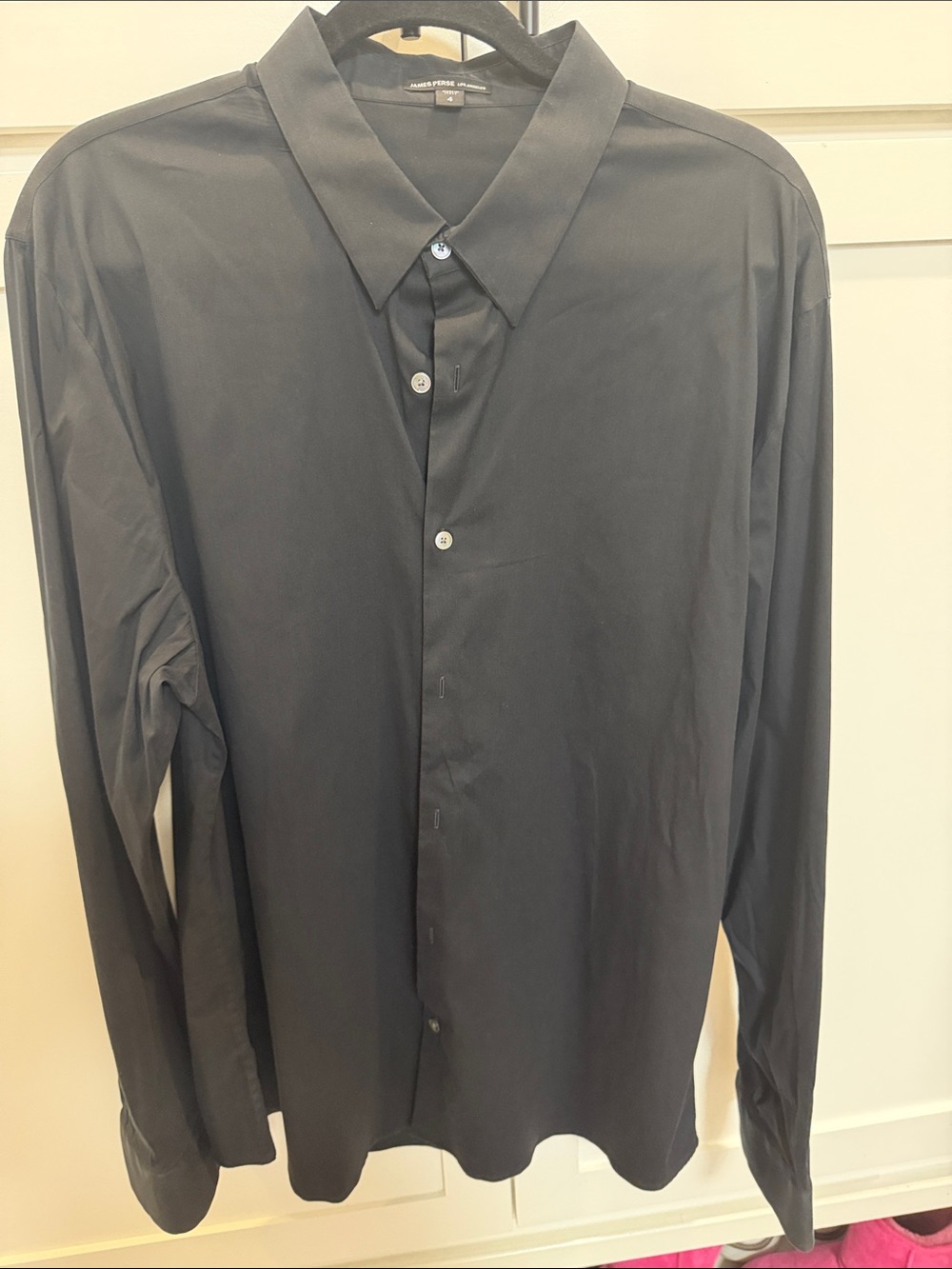 James Perse Black Long-Sleeve Dress Shirt